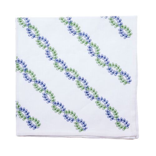 Deborah Rhodes Napkin Embroidered 2-Tone Vine Spring Green & Oxford Blue