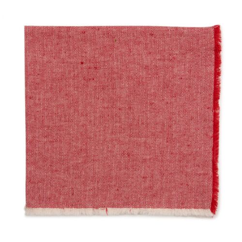 Deborah Rhodes Napkin Herringbone Fringe Red