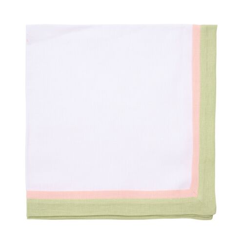 Deborah Rhodes Napkin Embroidered Tailored Border Pink & Kiwi