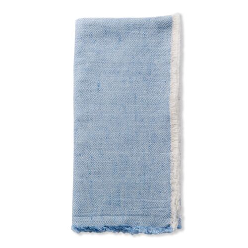 Deborah Rhodes Napkin Herringbone Fringe Colony Blue