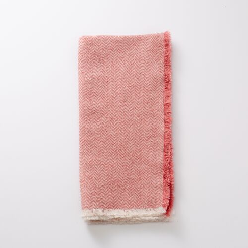 Deborah Rhodes Napkin Herringbone Fringe Rose
