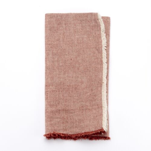 Deborah Rhodes Napkin Herringbone Fringe Rust