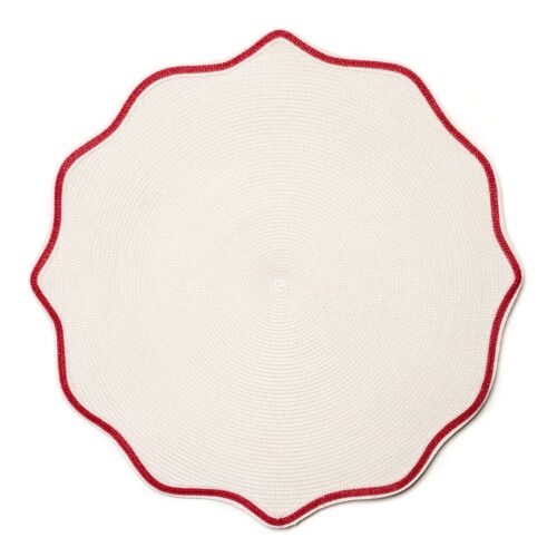 Deborah Rhodes Placemat Piped Oxford Holiday Red