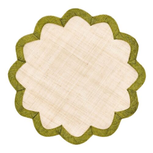 Deborah Rhodes Placemat Scallop Border Sinamay Avocado
