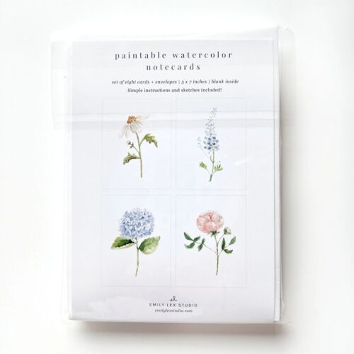 Emily Lex Paintable Notecard Set/8 Garden Flowers