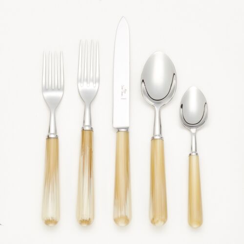 French Flatware Light Horn Stainless 5-Piece Setting