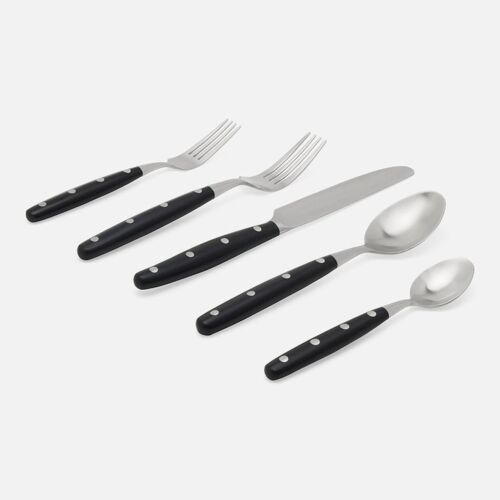 Flatware Colored Resin Black & Stainless Steel 5-Piece Set