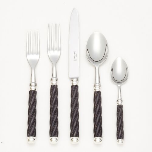 French Flatware Tonga Black Stainless 5-Piece Setting