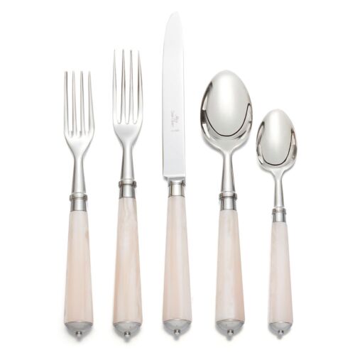 French Flatware Ravel Marble Pink Stainless 5-Piece Setting