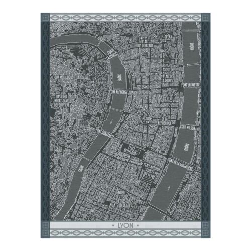 French Tea Towel A Vol d'Oiseau Paris Black