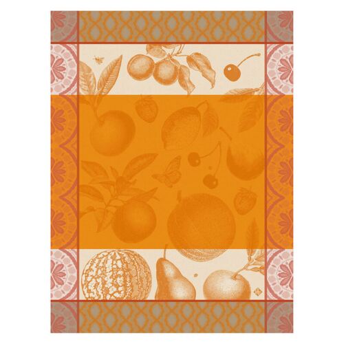 French Tea Towel Arriere Pays Orange