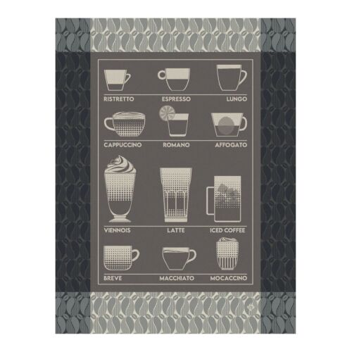 French Tea Towel Barista Black