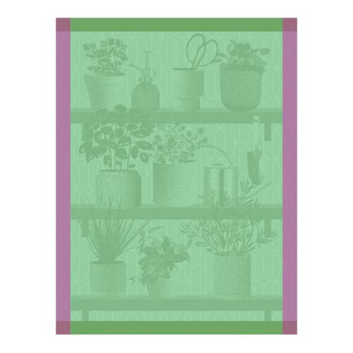 French Tea Towel Herbes Fraiches Green