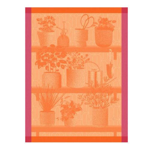 French Tea Towel Herbes Fraiches Orange