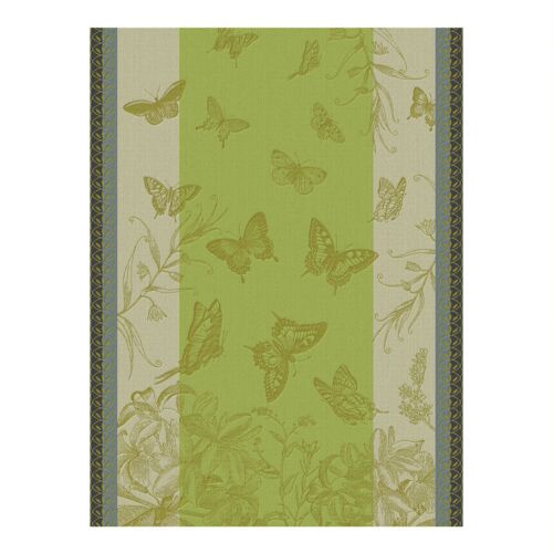 French Tea Towel Jardin Des Papillons Green