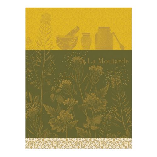 French Tea Towel Moutarde En Fleurs Yellow