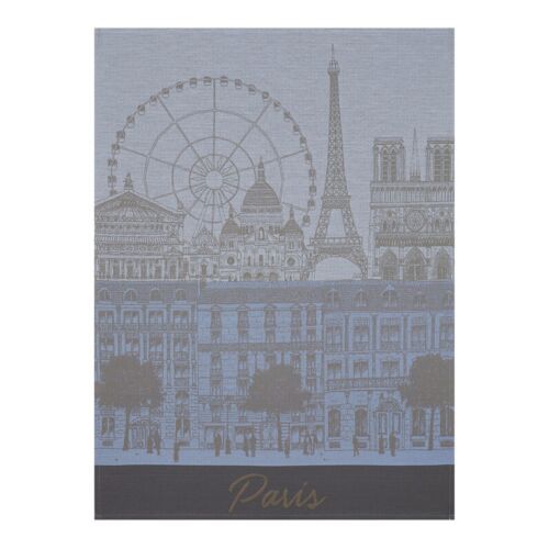 French Tea Towel Paris Panorama Azure