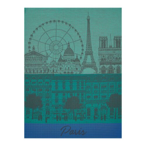 French Tea Towel Paris Panorama Garden