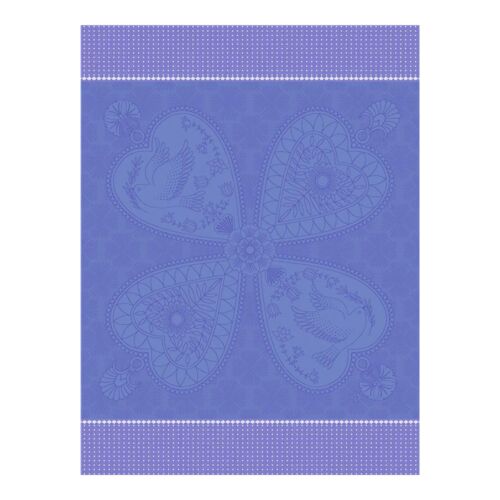 French Tea Towel Peace & Love Blue