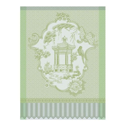 French Tea Towel Promenade Imperiale Green