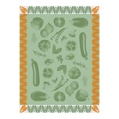 French Tea Towel Ratatouille Green
