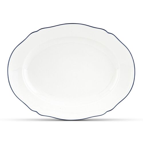 Ginori Corona Oro White & Blue Oval Platter Large