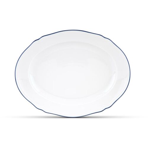 Ginori Corona Oro White & Blue Oval Platter Small