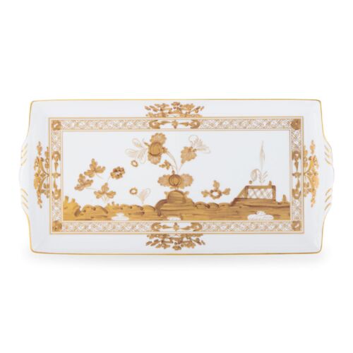 Ginori Oriente Italiano Aurum Gold Rim Rectangle Tray Large