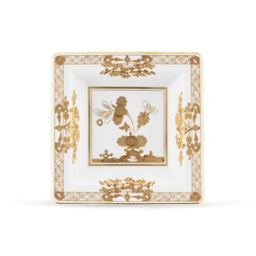 Ginori Oriente Italiano Aurum Gold Rim Square Change Tray