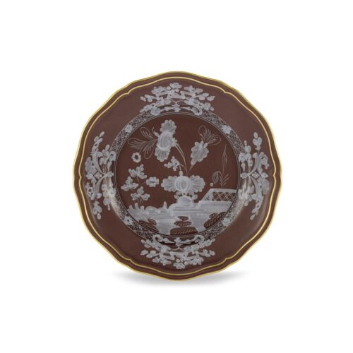 Ginori Oriente Italiano Castagna Gold Rim Bread Plate