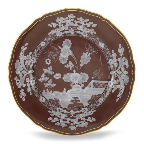   Ginori Oriente Italiano Castagna Gold Rim Charger Plate