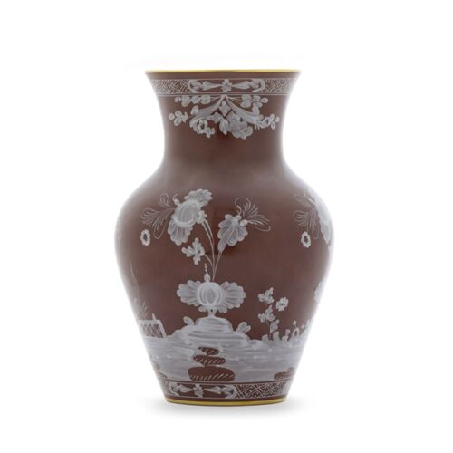   Ginori Oriente Italiano Castagna Gold Rim Ming Vase