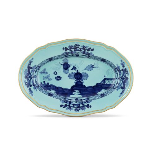 Ginori Oriente Italiano Iris Gold Rim Pickle Dish