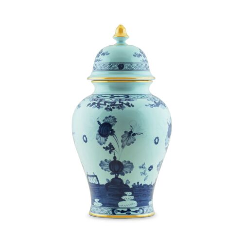 Ginori Oriente Italiano Iris Gold Rim Potiche Vase