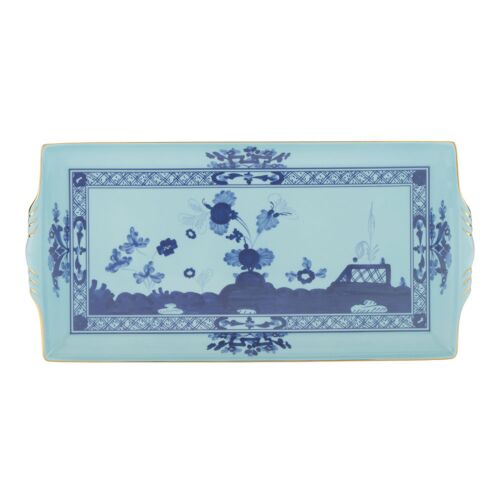 Ginori Oriente Italiano Iris Gold Rim Rectangle Tray Large