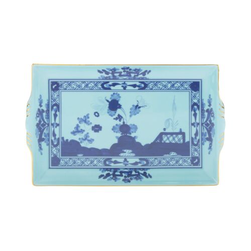 Ginori Oriente Italiano Iris Gold Rim Rectangle Tray Small