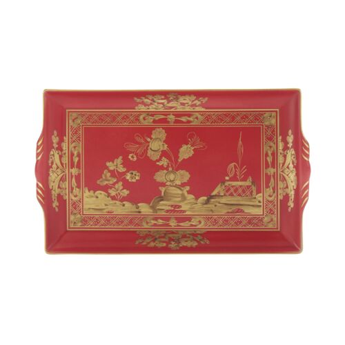 Ginori Oriente Italiano Rubrum Gold Rim Rectangle Small