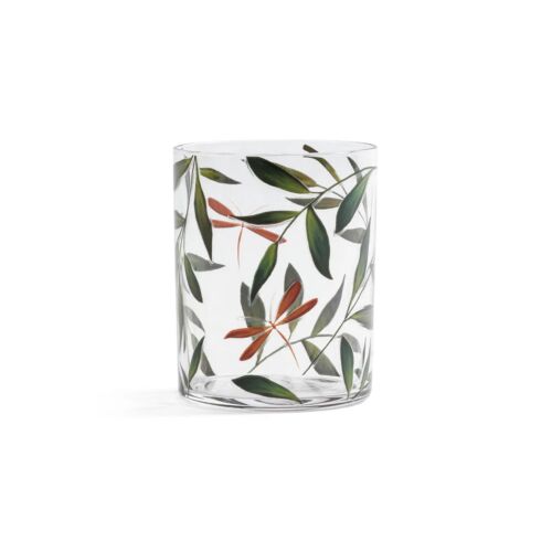 Glass Tumbler Whispering Leaves & Dragonfly