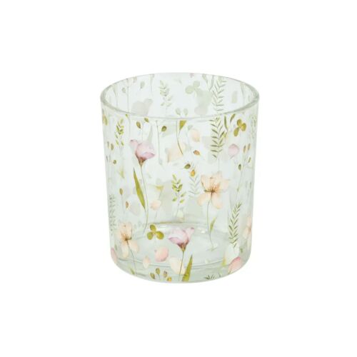 Glass Votive Floral 4"