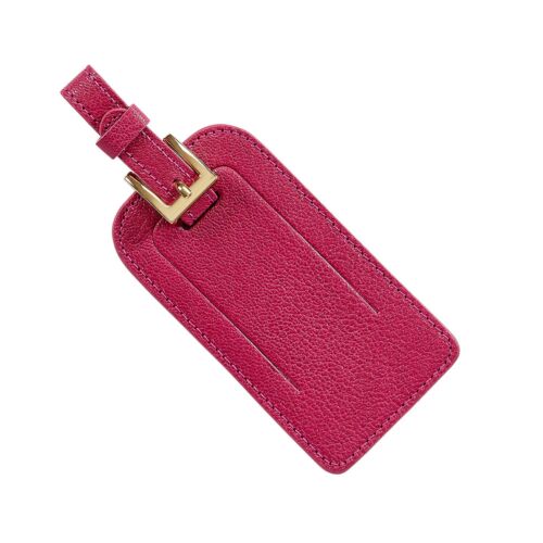 Goatskin Leather Luggage Tag Azalea