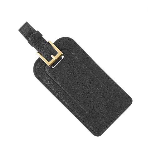 Goatskin Leather Luggage Tag Black