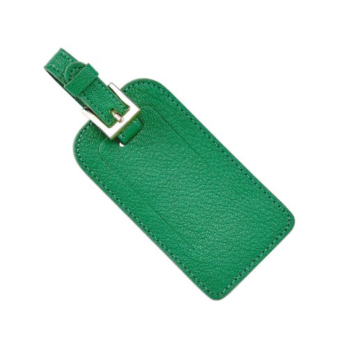 Goatskin Leather Luggage Tag Green