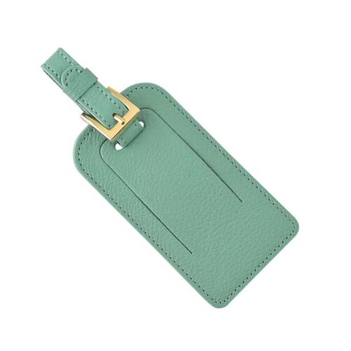 Goatskin Leather Luggage Tag Robin's Egg Blue