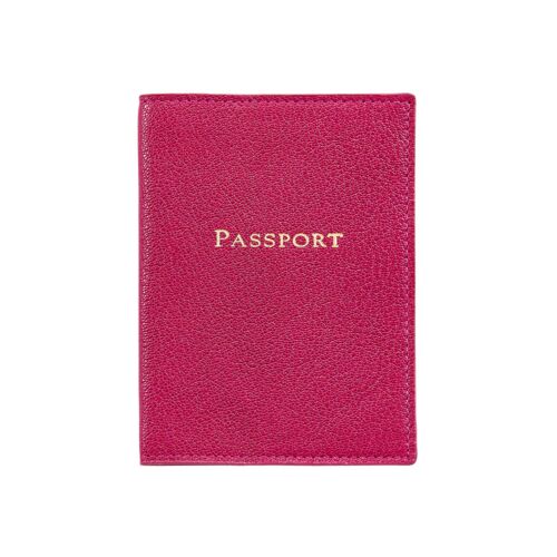 Goatskin Leather Passport Cover Azalea