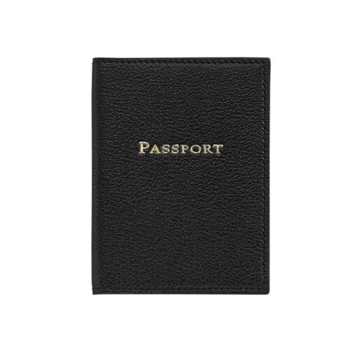 Goatskin Leather Passport Cover Black