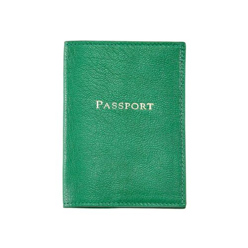 Goatskin Leather Passport Cover Green