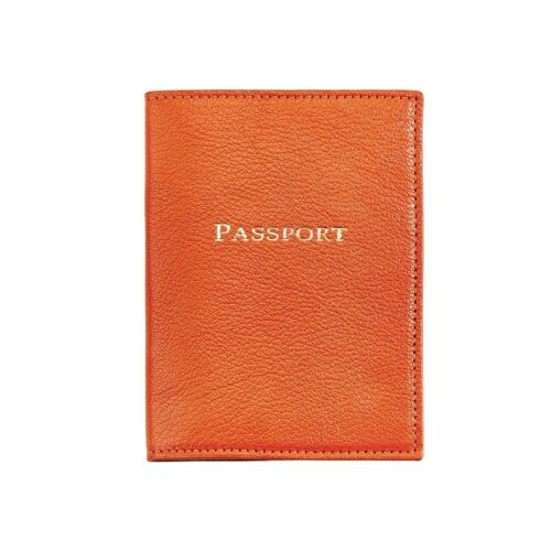 Goatskin Leather Passport Cover Orange