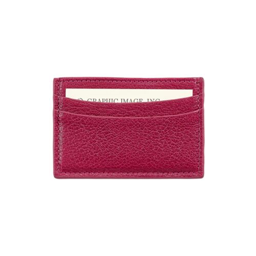 Goatskin Leather Slim Card Case Azalea