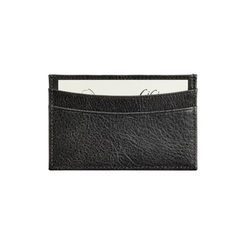 Goatskin Leather Slim Card Case Black