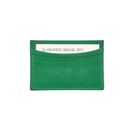 Goatskin Leather Slim Card Case Green
